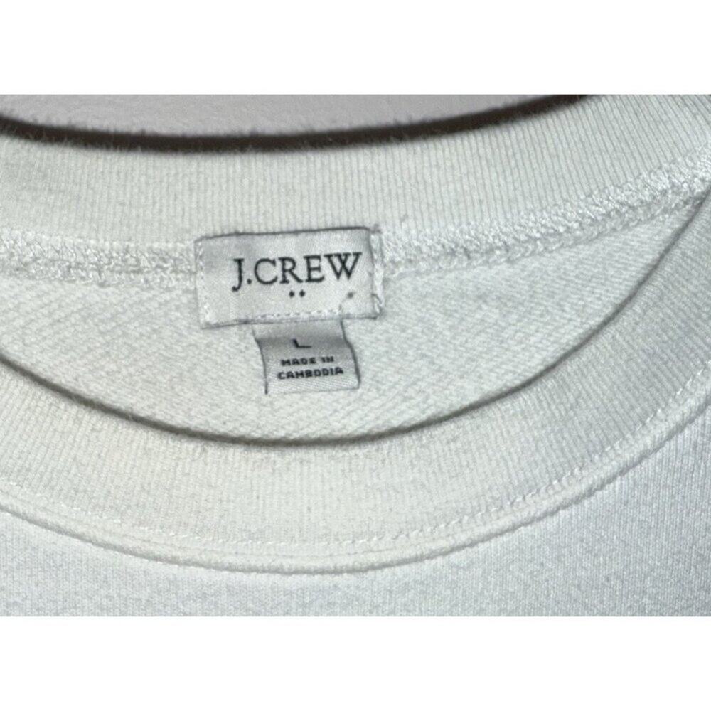 J. Crew Size Lg. 100% Cotton Sweatshirt Woven Hem in Ivory Oncilla Polka Dots - Picture 6 of 7